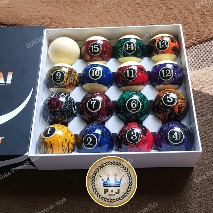 Set Bola Billiard Stylish Marbled Pattern Meja 9 Ft