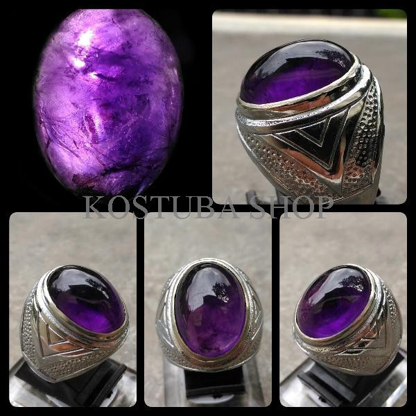 Ready Cincin Batu Akik Kecubung Amethyst / Kecubung Ungu / Kecubung Asihan P