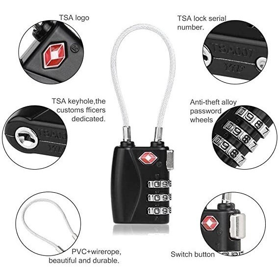 betulan murah CoolCell Gembok Koper Tali Baja TSA Lock Pin Angka Motor Helm
