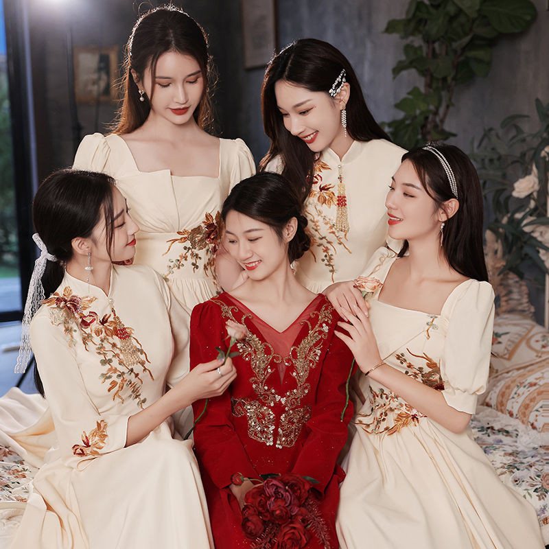 Chinese style bridesmaid dress Style Wedding Bridesmaid Dress Xiuhe Clothing Hanfu Wedding Women