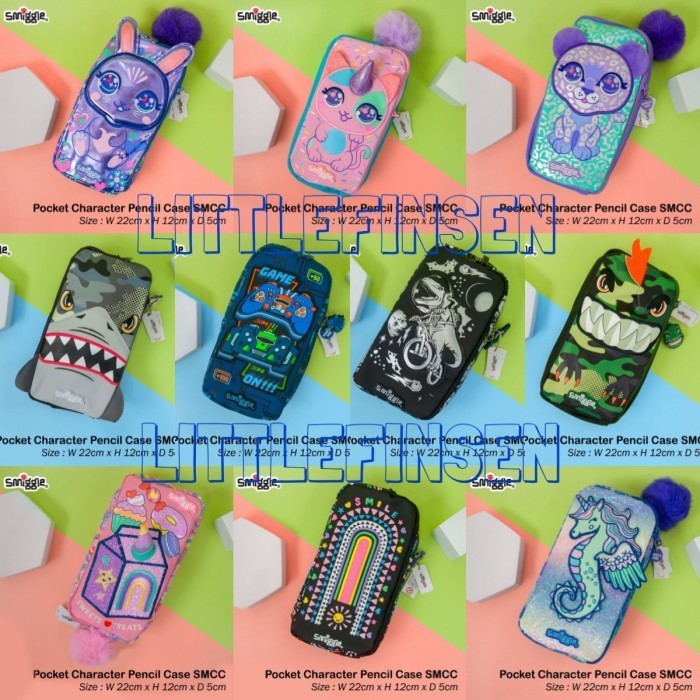 

SMIGGLE POCKET CHARACTER PENCIL CASE/PENCIL CASE SMIGGLE DUAL ZIPPER