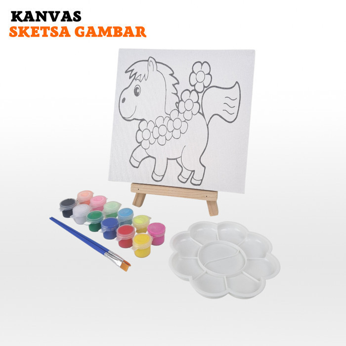 

PAINTING KIT PAKET LUKIS CANVAS SKETSA HEWAN 20X20CM PAINT BY NUMBER