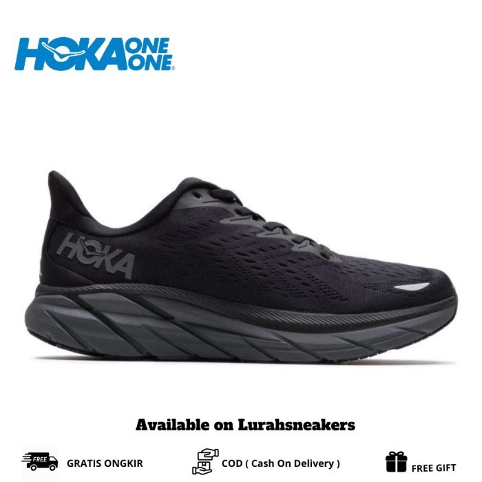 Sepatu Running Hoka Clifton 8 Bla Grey