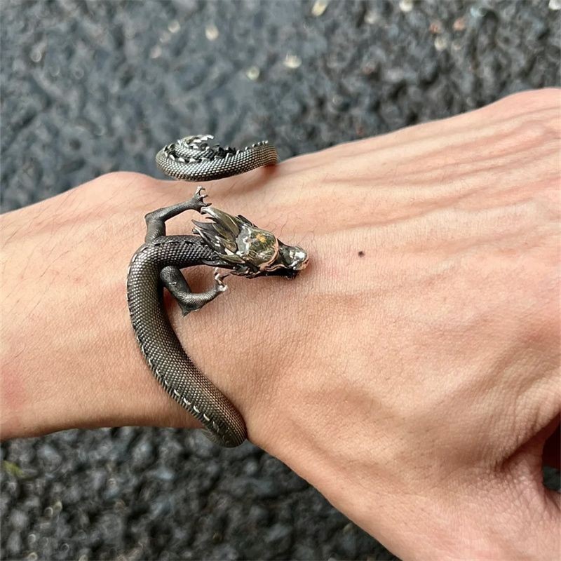 Gelang Naga Retro dengan Terbuka Gelang Anak Laki-laki