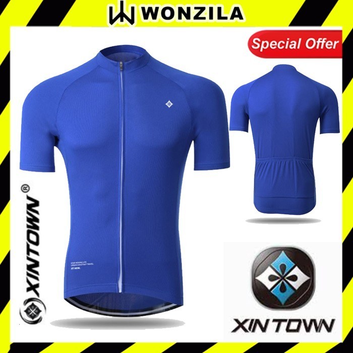 Xintown Jersey Sepeda Roadbike Mtb Pria Wanita Polos Biru