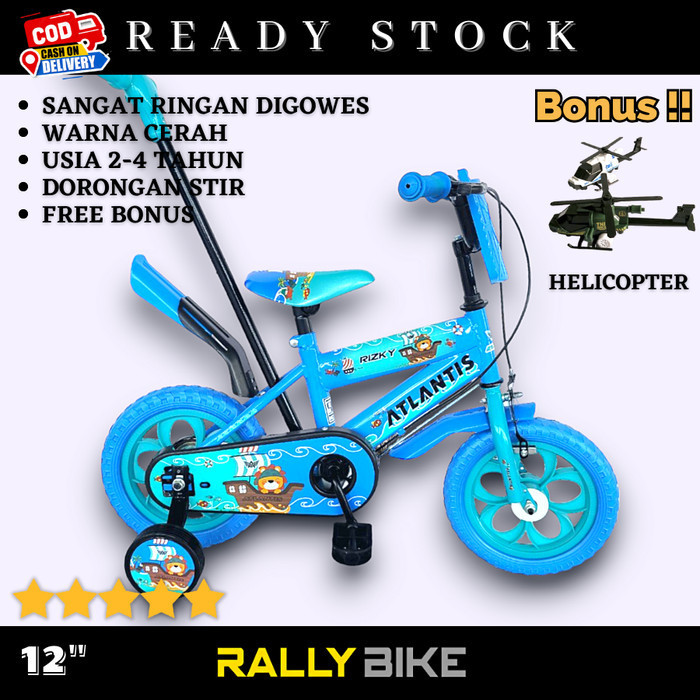 Sepeda Anak Cowok Laki Laki Ukuran 12 Inc Usia 2 Sampai 3 Tahun Roda 4