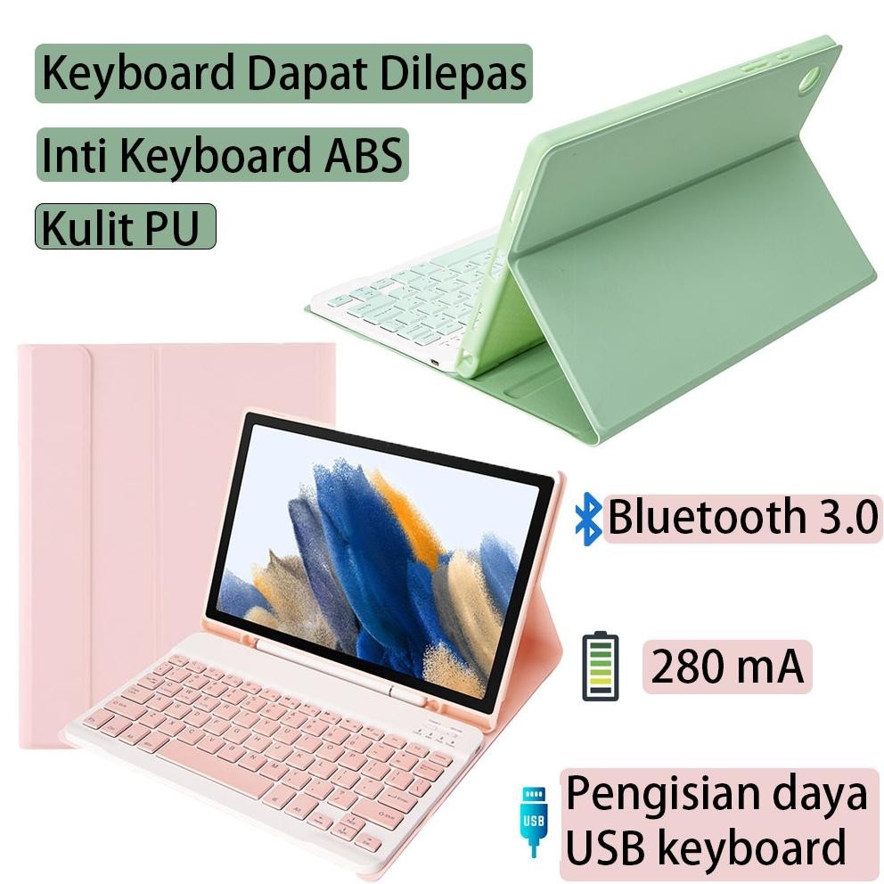 [TERBARU] Case Samsung Tab Keyboard Bluetooth Model Yang Berlaku S6 Lite P610 P615 A7 Lite T220 T225
