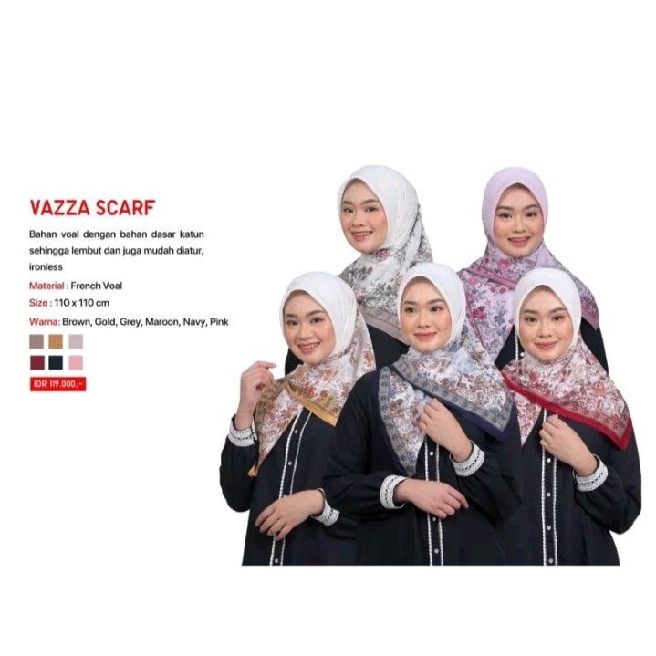 Zoya Segi Empat Full Motif Kerudung Hijab Jilbab Vazza Scarf