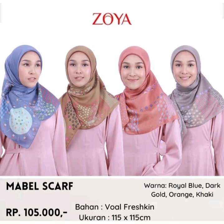 Zoya Segi Empat Polos+motif Kerudung Hijab Jilbab Mabel Scarf