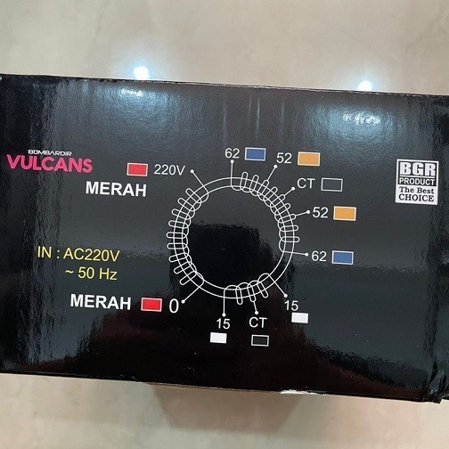 Trafo Toroid Donat Vulcans 15A 65V-52V CT Travo Bombardir 15Amp Vulcan