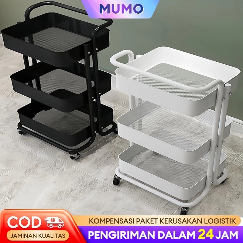 Besi Rak Troli 4 Susun Rak Susun Serbaguna Rak Roda Rak Salon Rak Dapur Stainless Rak Kamar Mandi