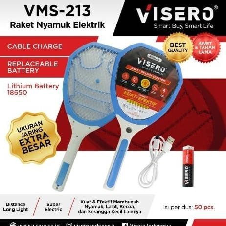 Berkualitas Raket Nyamuk Listrik Visero Vms-213 Baterai Lithium 18650