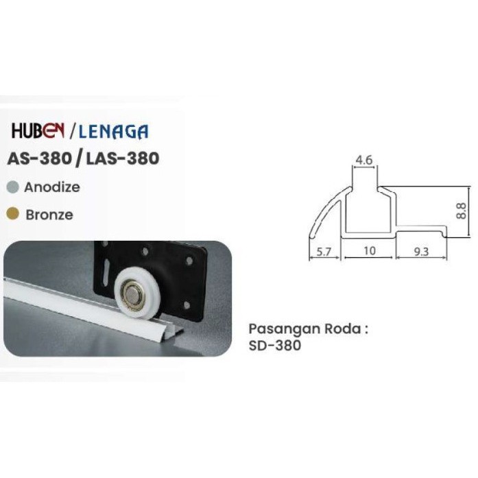 AS 380 - HUBEN / REL SLIDING LEMARI ALUMINIUM HUBEN AS-380 K01