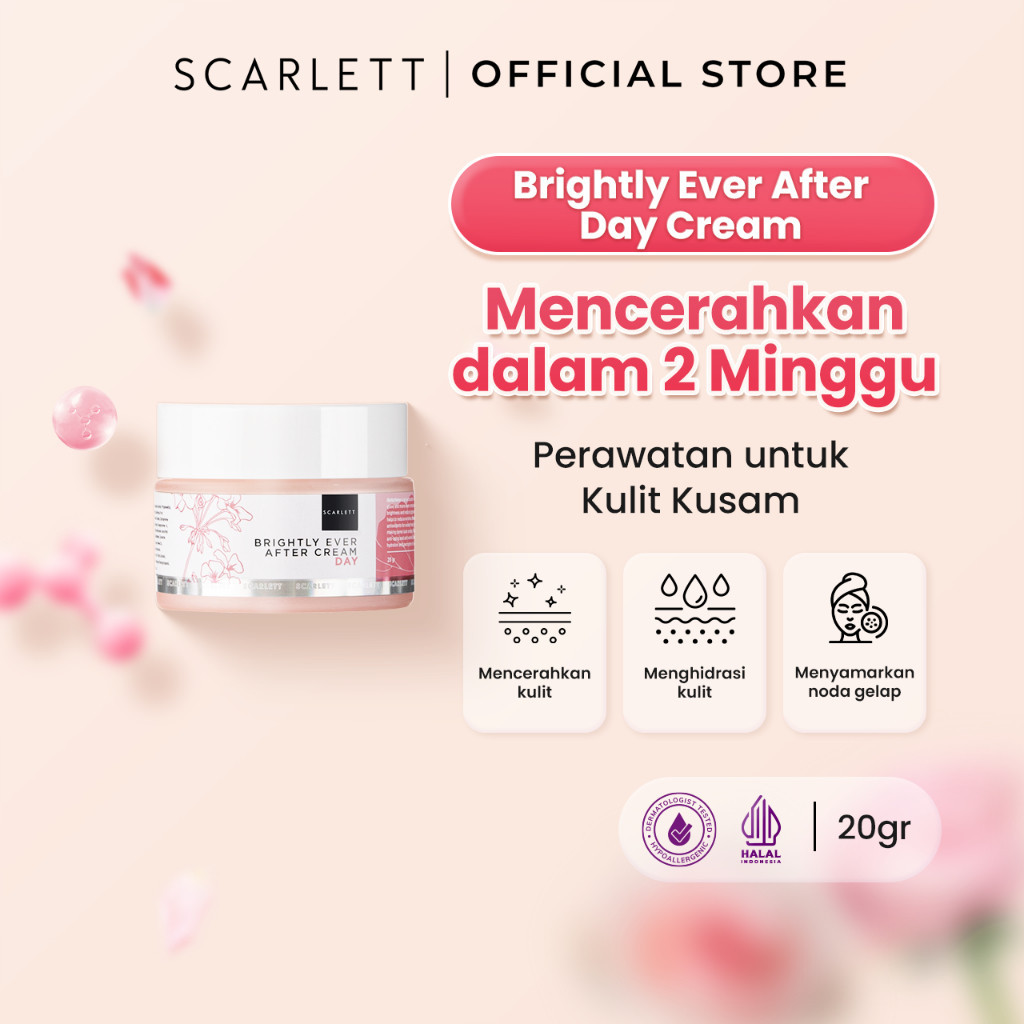 Scarlett Whitening Brightly Ever After Day Cream - Moisturizer Krim Pelembab Wajah Untuk Mencerahkan