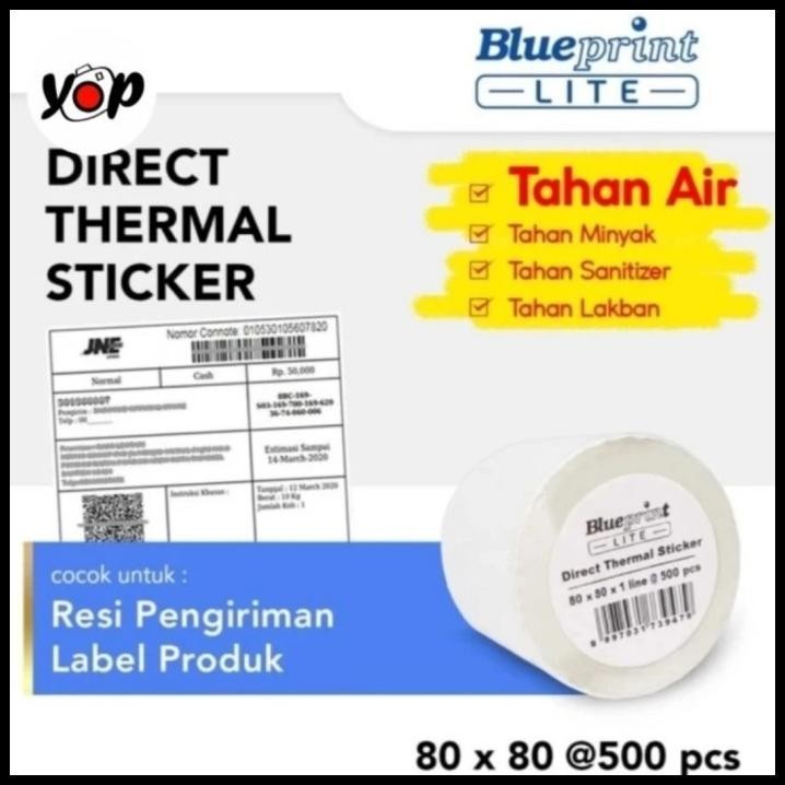 

DISKON KERTAS THERMAL BLUEPRINT STIKER LABEL LITE 80X80MM @500 LEMBAR- 1 ROLL !!!!!!