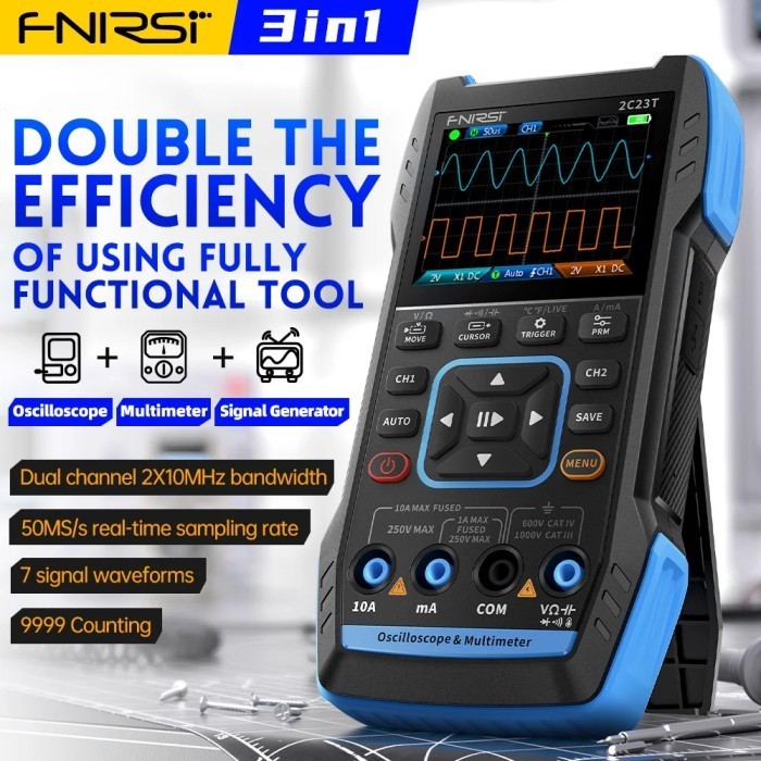 FNIRSI 2C23T 3in1 Oscilloscope Signal Generator 2 Channel 10MHZ 50MS/s K01