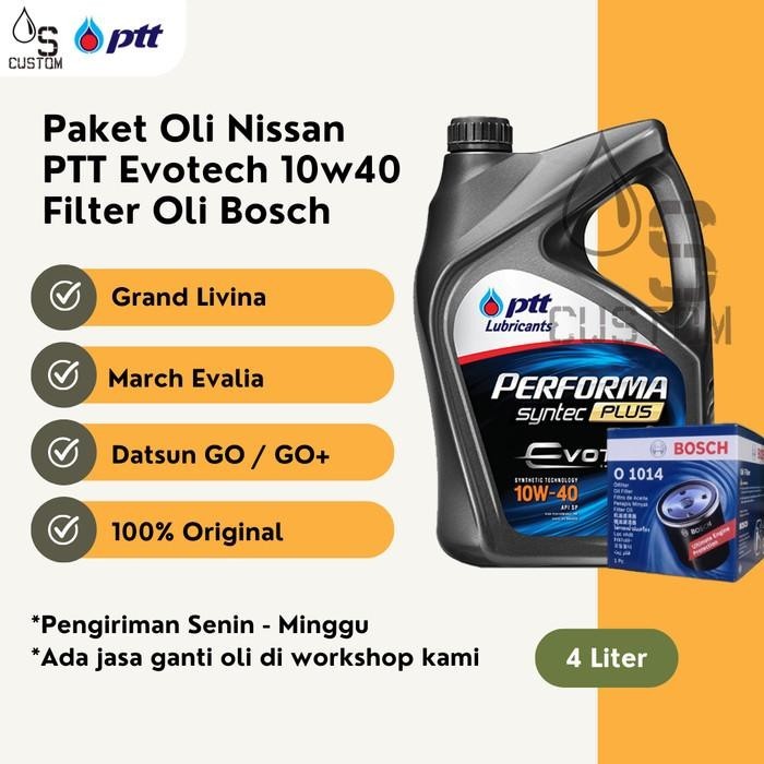 Paket Oli Juke March Evalia Livina PTT 10W40 4L API SP + Filter Oli Import Premium