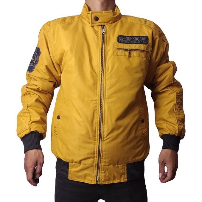 kickzoogar jaket pria bomber rider taslan tan