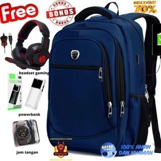 Tas Ransel Distro // Tas pollo Milano Original Free ( JAM HEADSET GAMING DAN POWERBANK ) Tas Ransel