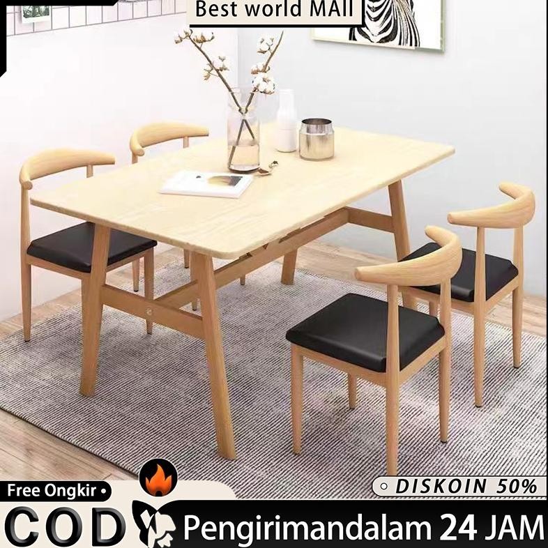 Meja makan kayu solid imitasi 140CM Meja modern sederhana Nordik meja ruang tamu Meja makan sederhan
