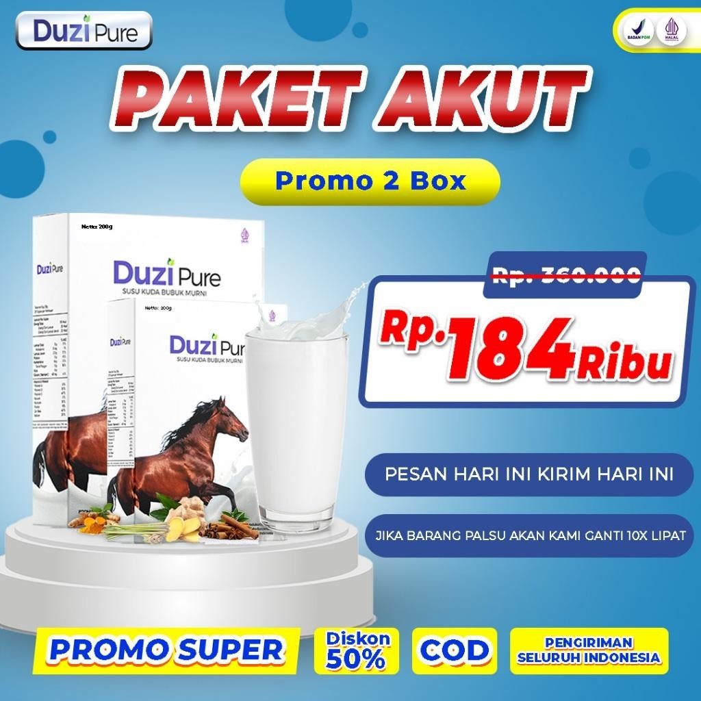 

Original Duzi Pure Susu Kuda Liar Lombok Alami 1 Box Hidup Lebih Sehat