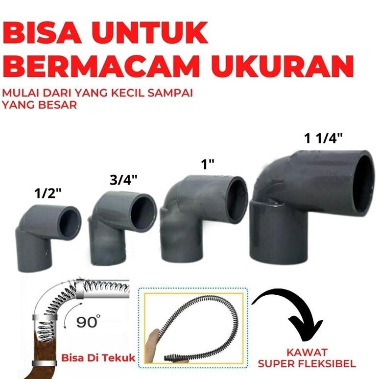 Promo Alat Pembersih Saluran Kawat Pembersih Saluran Pipa Mampet Dengan Adaptor Bor 3M 5M 10M