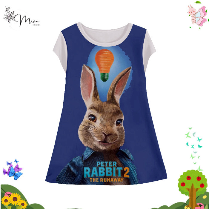 Dress Anak Perempuan Peter Rabbit v3 Tunik Anak Wanita Film Animasi Kartun Peter Rabbit 3D Printing 