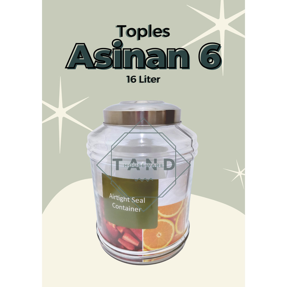 Toples Kaca Besar Kedap Udara Dlx Asinan 6 Ukuran 16 Liter Glass Jar