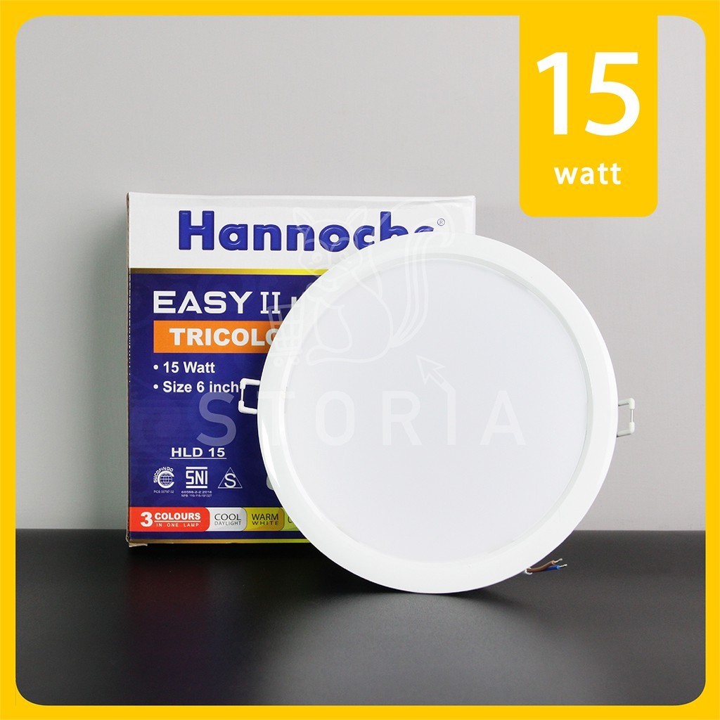 Lampu LED Slim Downlight Bulat Tricolor 15 Watt Hannochs 15W