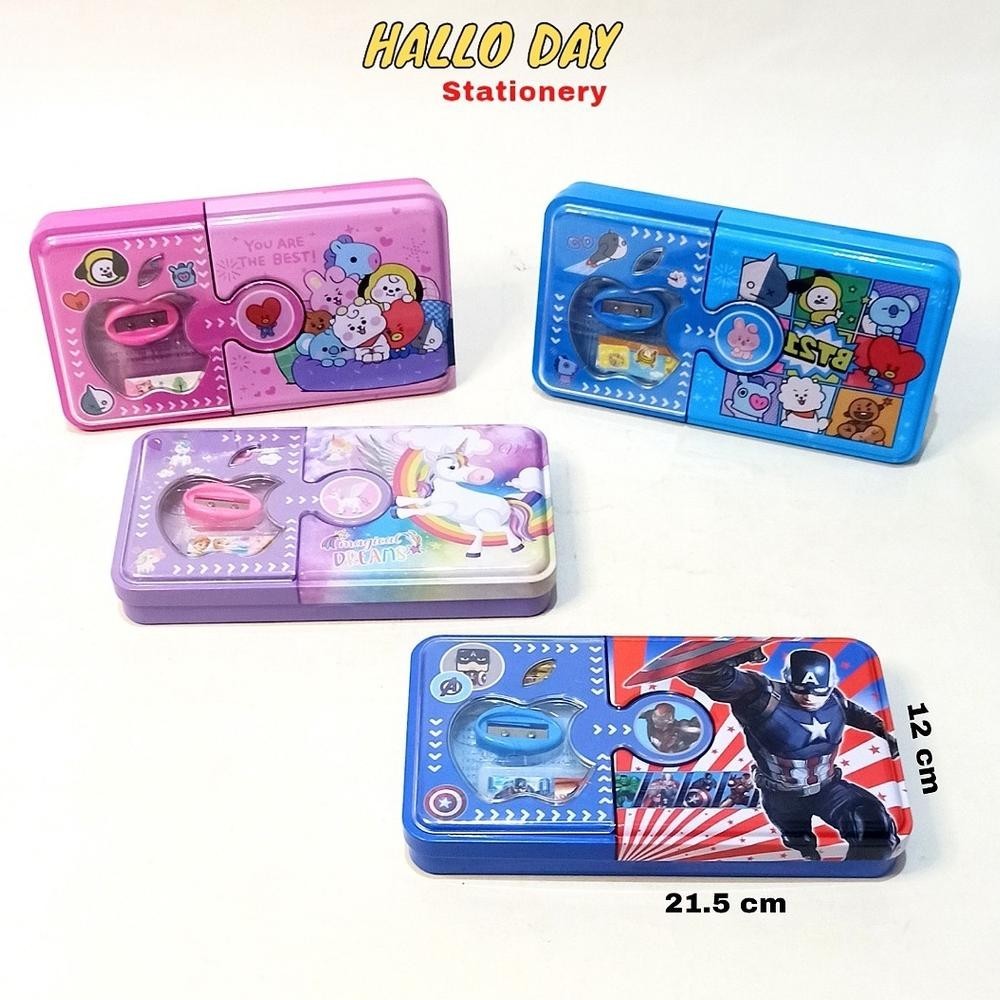 

Se-7 Kotak Pensil Set Kaleng 2-Susun/Pensil Case/Tempat Pensil Sale
