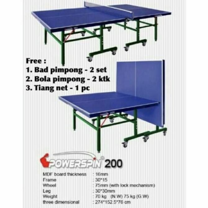 BEBAS ONGKIR - MEJA PINGPONG TENIS MEJA POWER SPIN POWERSPIN 200
