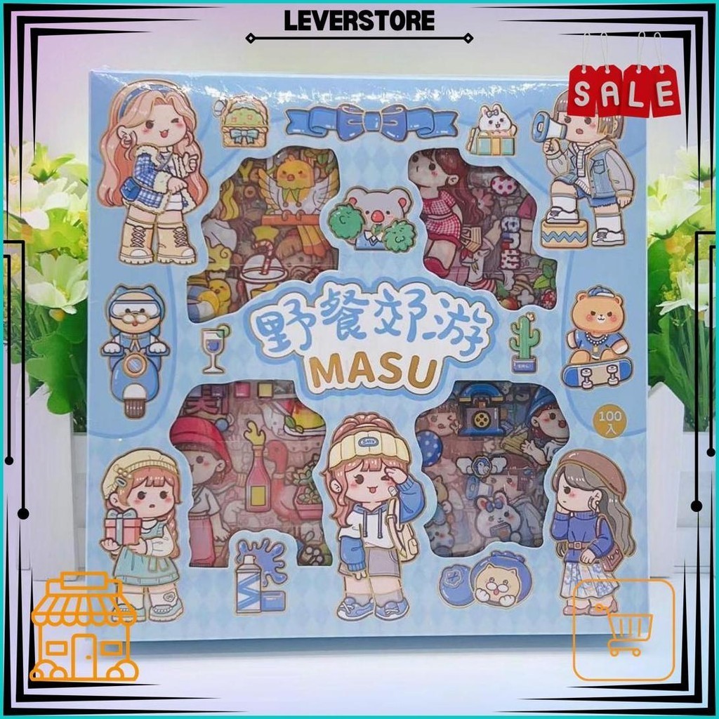 

Murmure | Sticker 100 Lembar Versi Masu Momo Stiker Box Motif Kartun Anti Air Bahan Pvc Best Seller