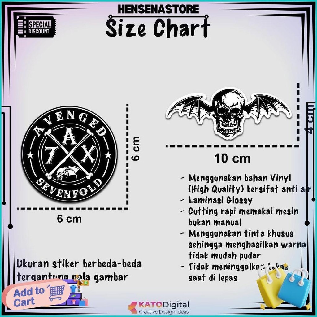 

Stiker Band Rock A7X Tahan Air Laminasy Glossy Sticker Avenged Sevenfold Metal Helm Gitar Laptop Best Seller