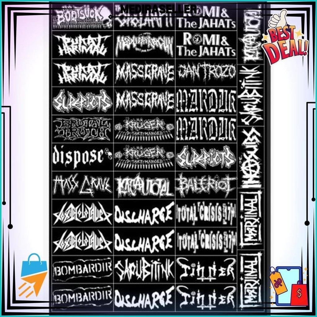 

Stiker Stiker Band Punk,Jual Perbiji Dan Perlembar Isi 36 Biji,Stiker Band Anti Air,Setiker Band Promo