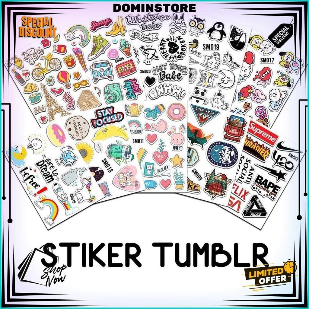 

Mini Stiker Tumblr Aesthetic Hp Binder Brand Logo Astronout Band Kawaii Lucu Sticker Cod