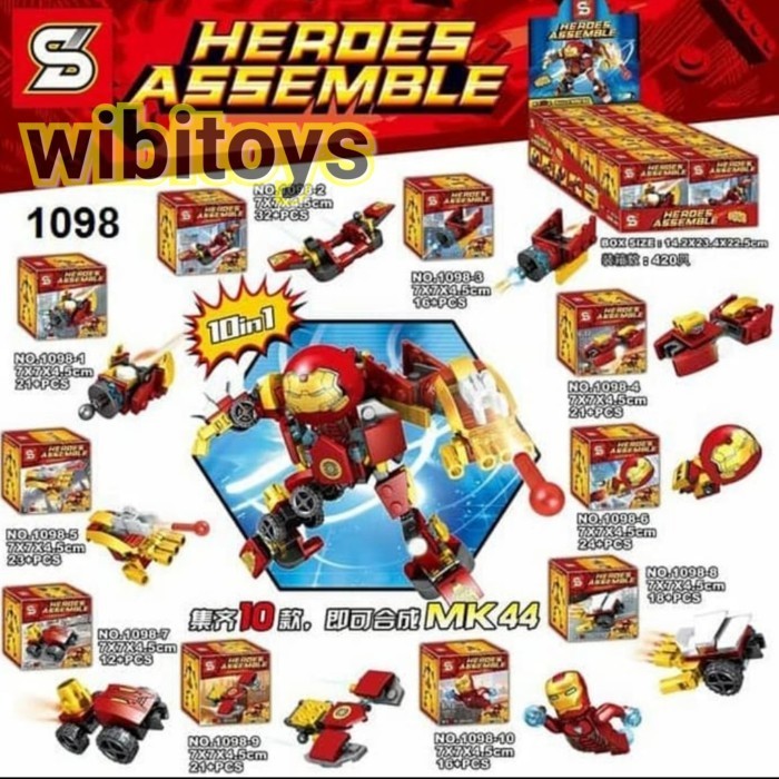 Mainan Ironman 10 In 1 Hulkbuster Avengers Ni Figure Bri Sy 1098