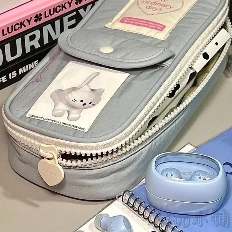 

SALE Pencil case tempat pensil retro heart zipper large capacity stationery cosmetic pouch -98