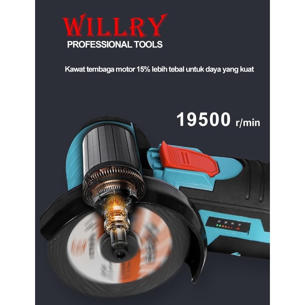 DFG WILLRY PROMOSI Mesin Gerinda  Cordless Angle Grinder Mesin Gerinda Tangan Alat Pemotong Alat ger