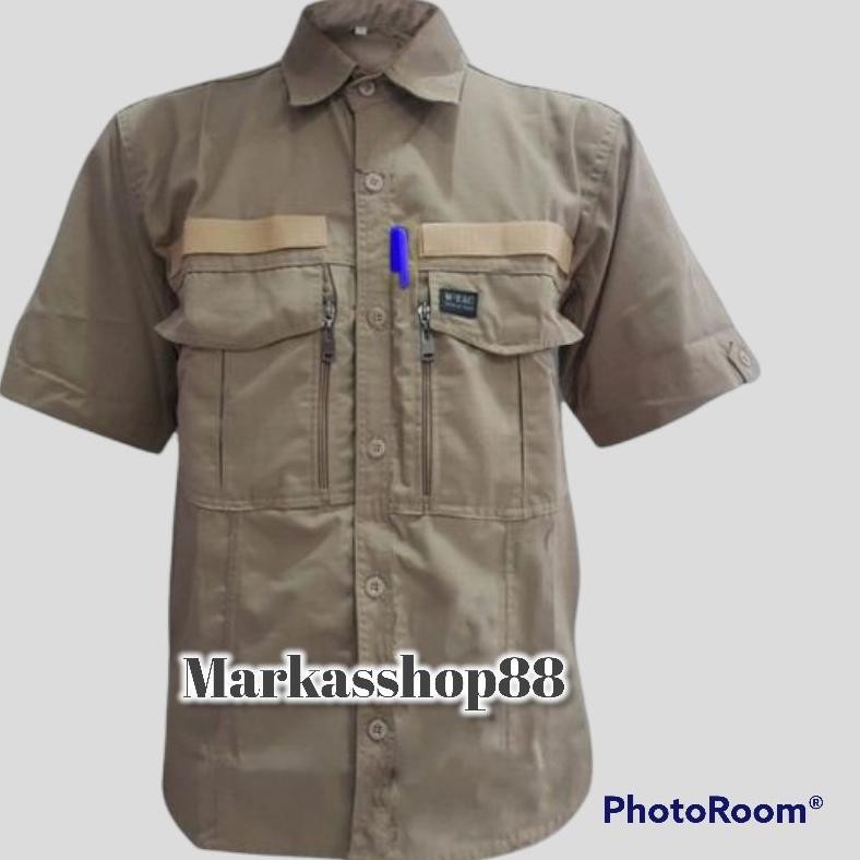 Baju Kemeja Tactical Pria Lapangan Outdoor Tangan Pendek Baju Kerja Proyek Wtac W Tac