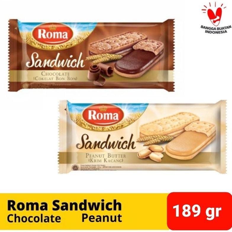 

New Produk Roma Sandwich Coklat & Kacang 189 Gram .