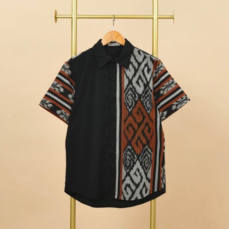 Baju Kemeja Tactical Pria Lapangan Outdoor Cowok Tenun M0528 Hitam Tangan Pendek Baju Kerja Proyek W