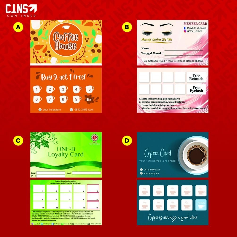 

TERLARIS Cetak Kartu Member/Loyalty Card + Stempel Mini, Desain Custom fh-46