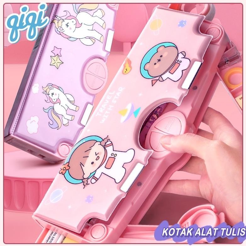 

Kotak alat tulis/Kotak alat tulis multifungsi/Kapasitas tinggi/Kotak pensil/Kartun/Kreativitas - Qiqi Treasure