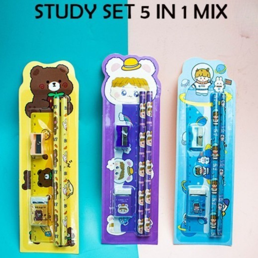 

GRATIS ONGKIR MINI Stationery Paket Alat Tulis Sekolah 5in1/Set Perlengkapan Sekolah