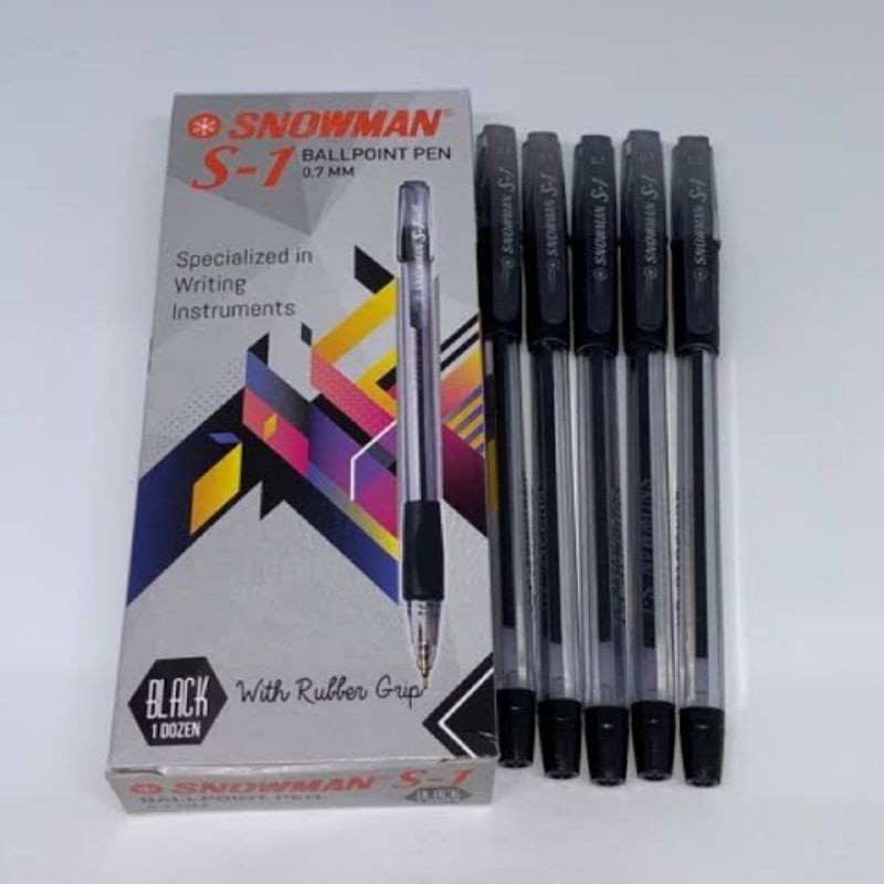 

OAi Pulpen/Bolpen/Ballpoint/Ballpen Snowman S1/S-1(Hitam) 0.7Mm JY2