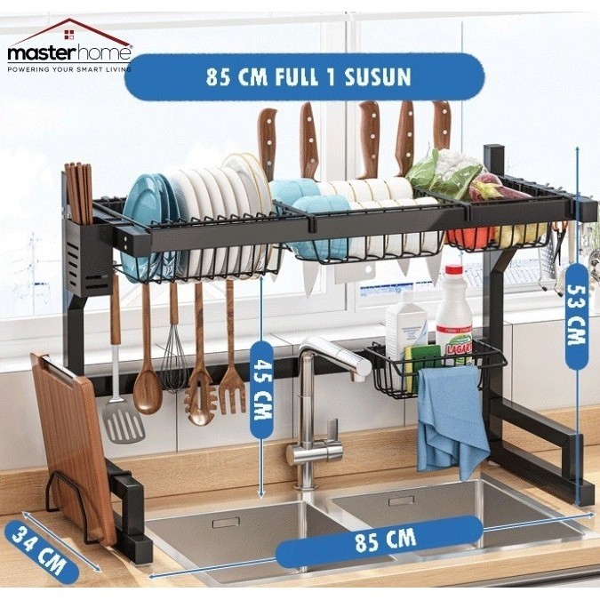 Rak Dapur Stainless Hitam Rak Wastafel Piring Dapur 2 Susun