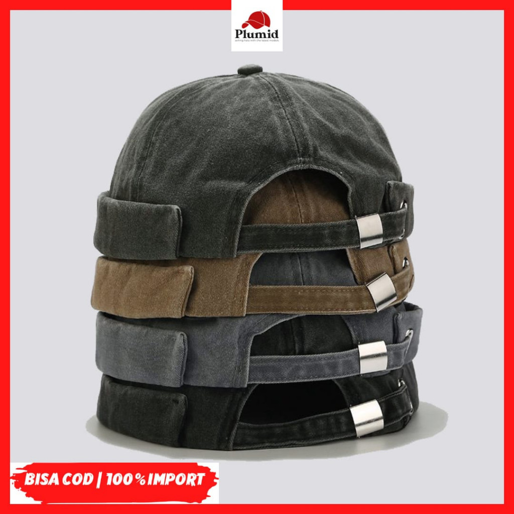 [Bahan halus dan Nyaman] PLUMID - Miki hat jeans premium topi peci import motif jeans wash premium