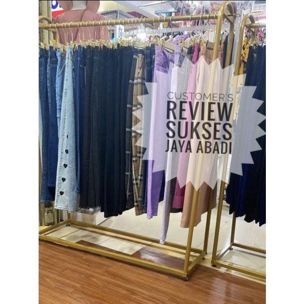 Twi Gawangan Baju Gold / Stand Hanger Gold / Gawang Baju Oval Gold Tinggi