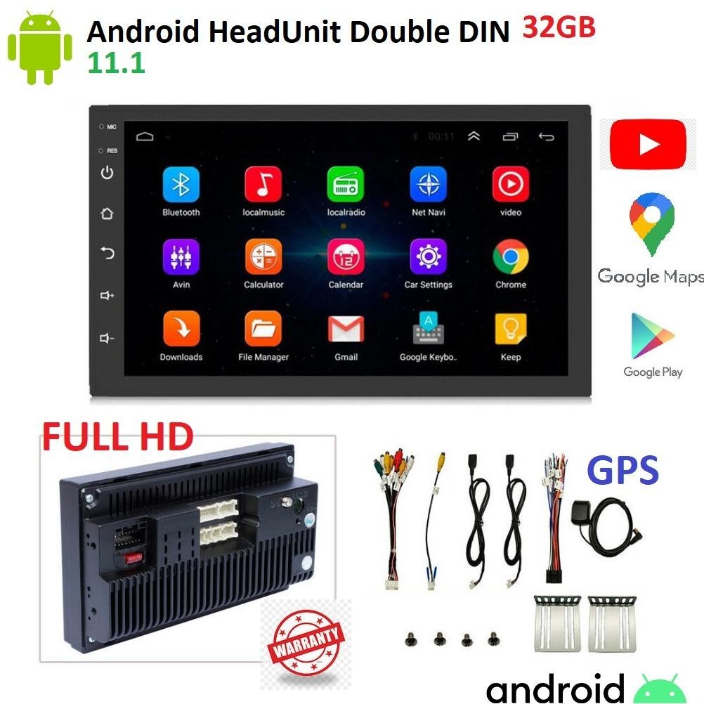 BARUU TAPE MOBIL HEAD UNIT DOUBLE DIN 2 DIN ANDROID 11 LAYAR 7 INCH HD 32GB YOUTUBE GOOGLE MAP GPS B