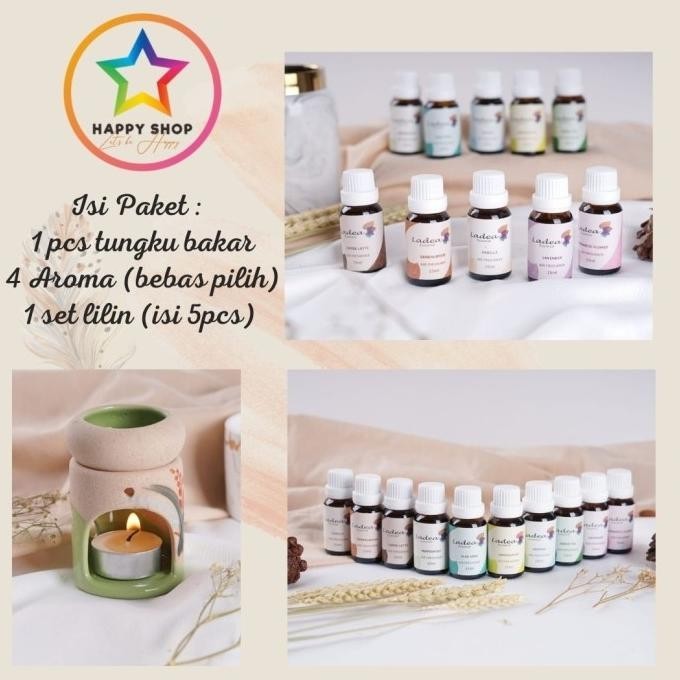 Paket Tungku & 4 Aromatherapy & 1set Lilin | Aromaterapi Aroma Terapi